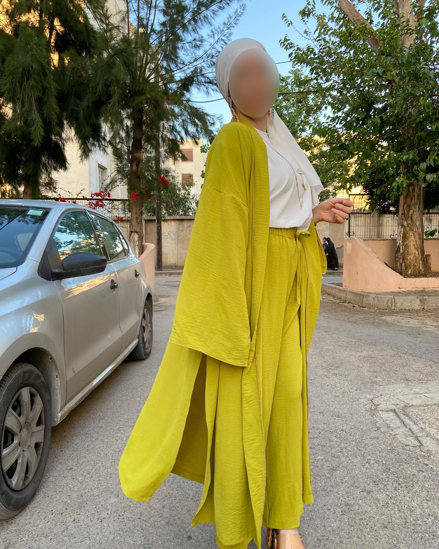 🌿 Ensemble 3 pièces fluide – Tissu gaufré