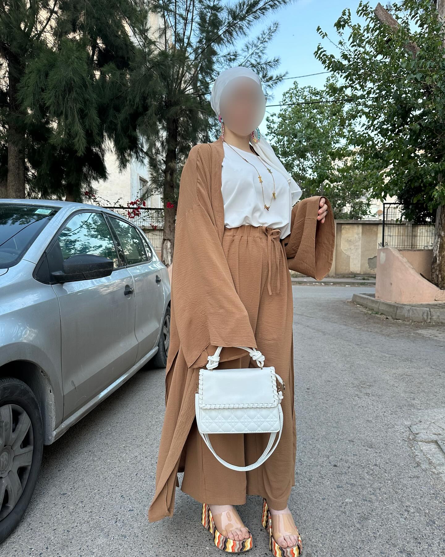 🌿 Ensemble 3 pièces fluide – Tissu gaufré