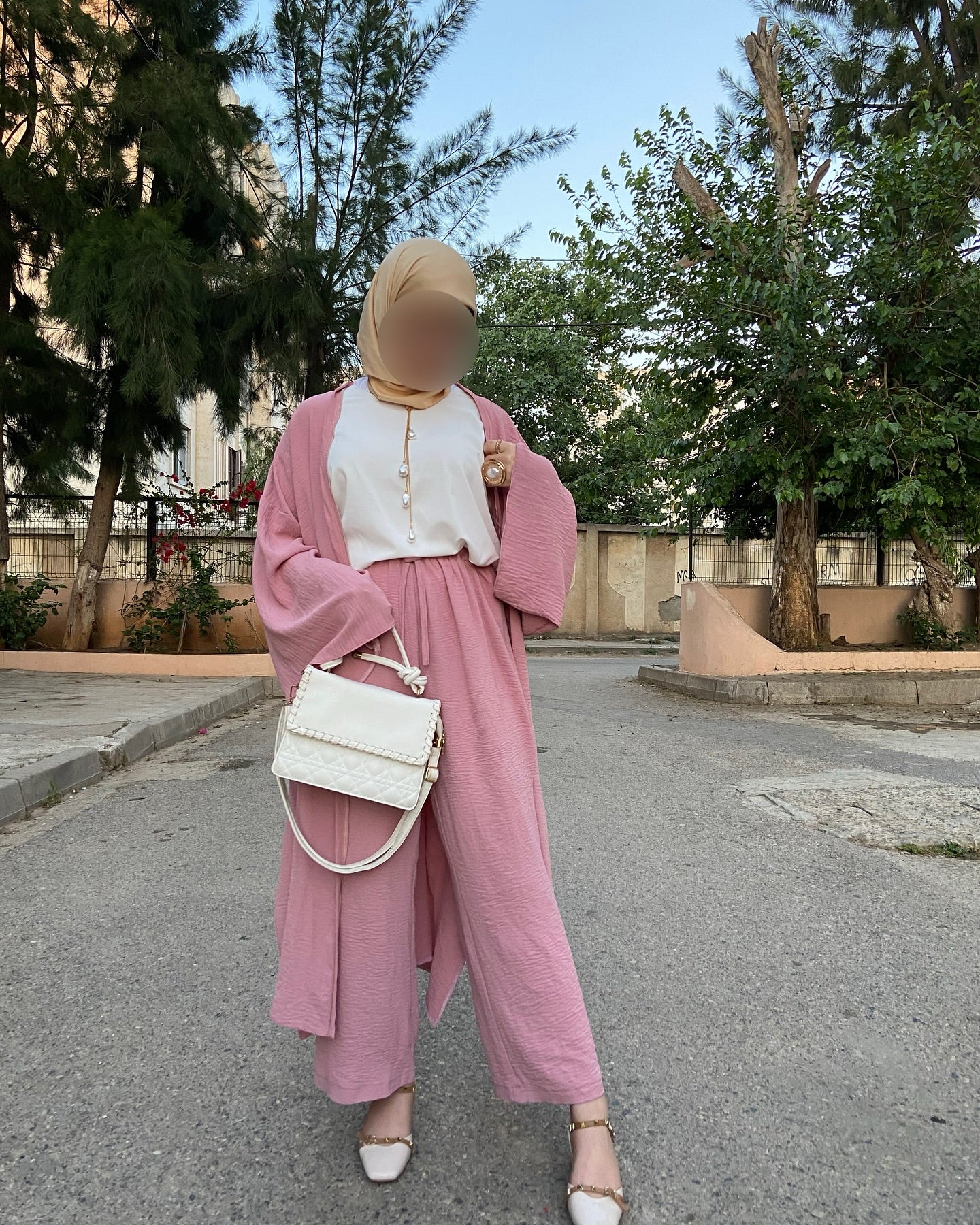 🌿 Ensemble 3 pièces fluide – Tissu gaufré