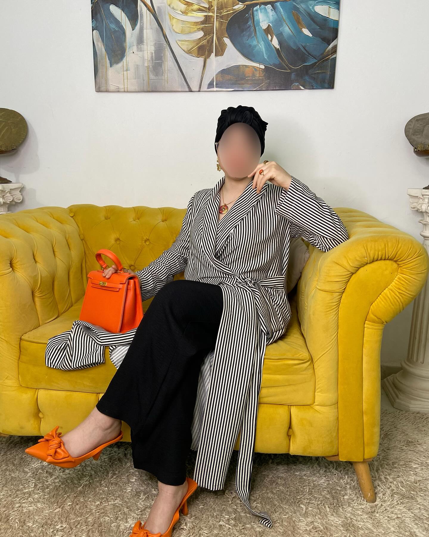 Enssemble ELINE 2 Pièces – Gilet Long à Rayures & Pantalon Large